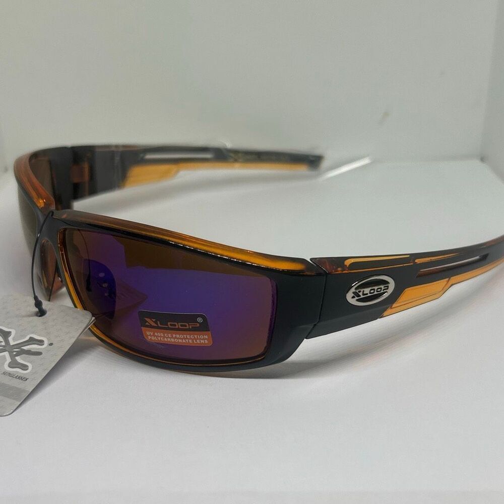 X-Loop Mirrored Wraparound Sport Sunglasses UV400 Protection Durable Streetwear